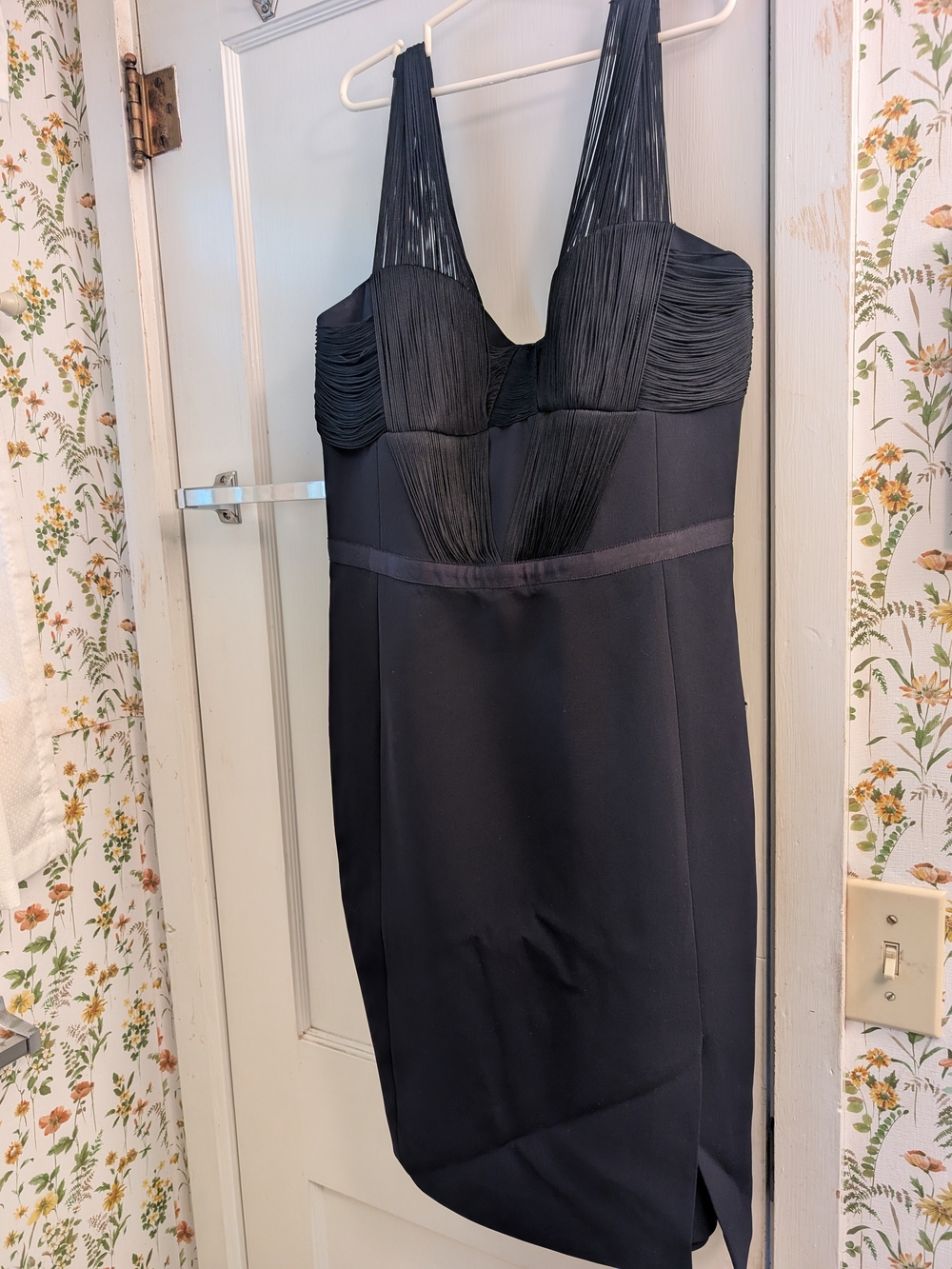 Reiss Atelier Farrow Draped Fringe Mini Dress in Black - Size 6